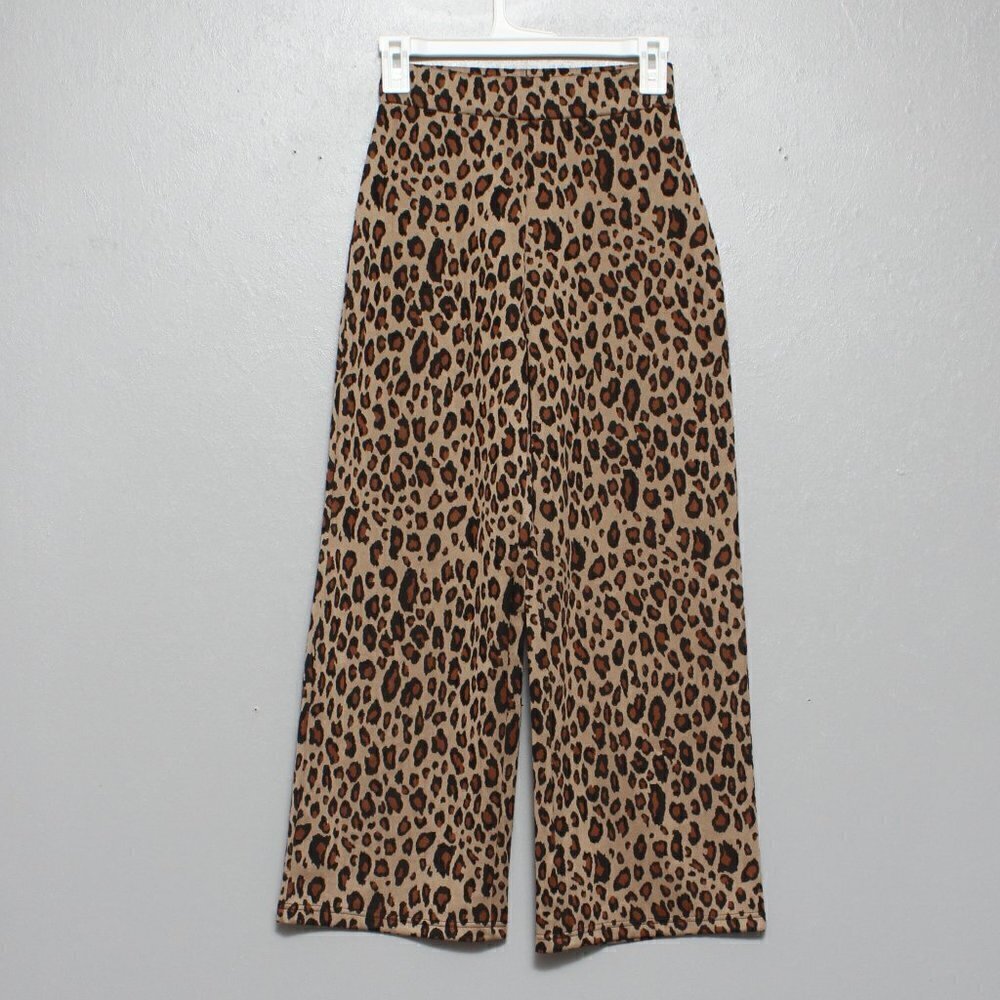 Derek Heart leopard print polyester pull on wide leg pants